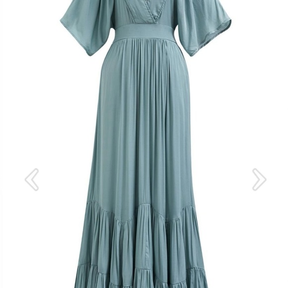 Chicwish Teal Maxi Dress - Picture 1 of 8